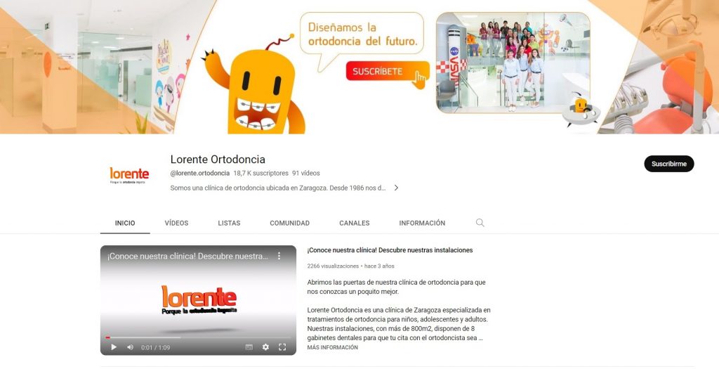 Canal de youtube de Lorente ortodoncia